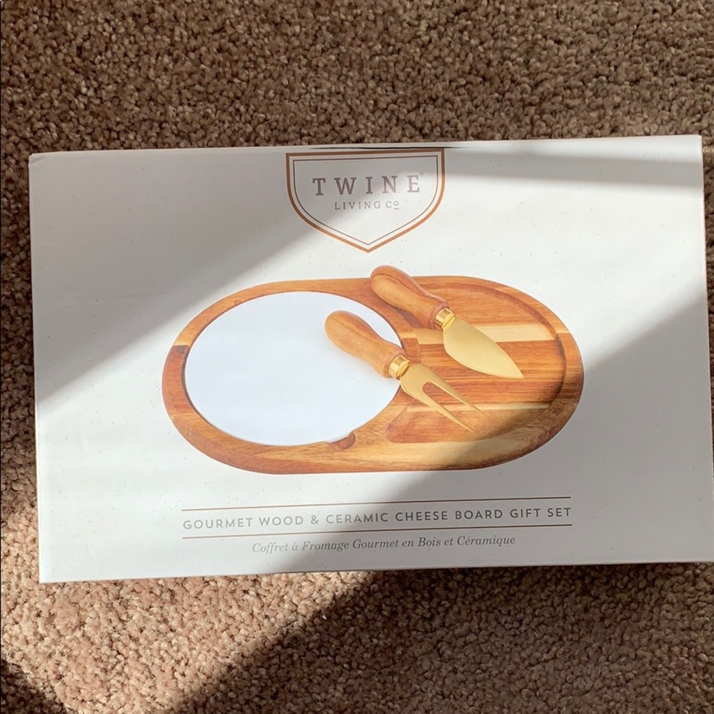 Gourmet Wood & Ceramic Cheese Board Gift Set